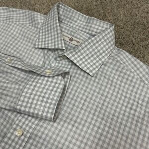 Luciano Barbera Button Up Shirt Large Grey Gingham Check Long Sleeve Cotton
